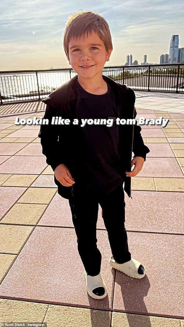 Adorable: The next day he shared a picture of his youngest with the caption: 'Lookin like a young Tom Brady'