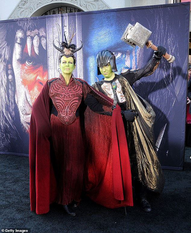 Dress up: Curtis and her daughter Ruby are pictured above at the Warcraft premiere in Hollywood in 2016
