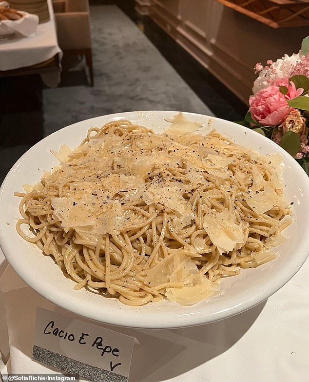 Looks delicious: there was also a plate of Cacio E Pepe pasta on the table
