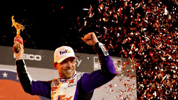 Denny Hamlin holds off Kyle Busch to win wild NASCAR Coca-Cola 600 in overtime

