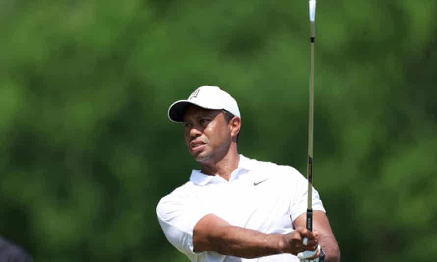 Tiger Woods during a practice round in Southern Hills