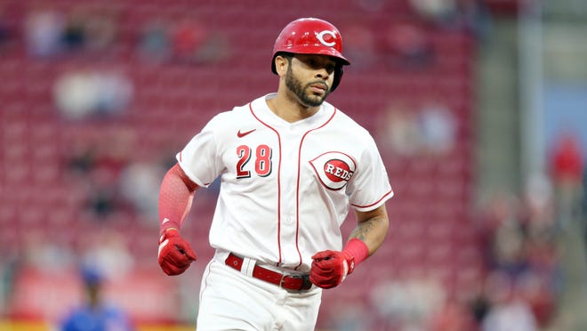 The Cincinnati Reds' Tommy Pham will not play Friday night after an incident with the San Francisco Giants' Joc Pederson.