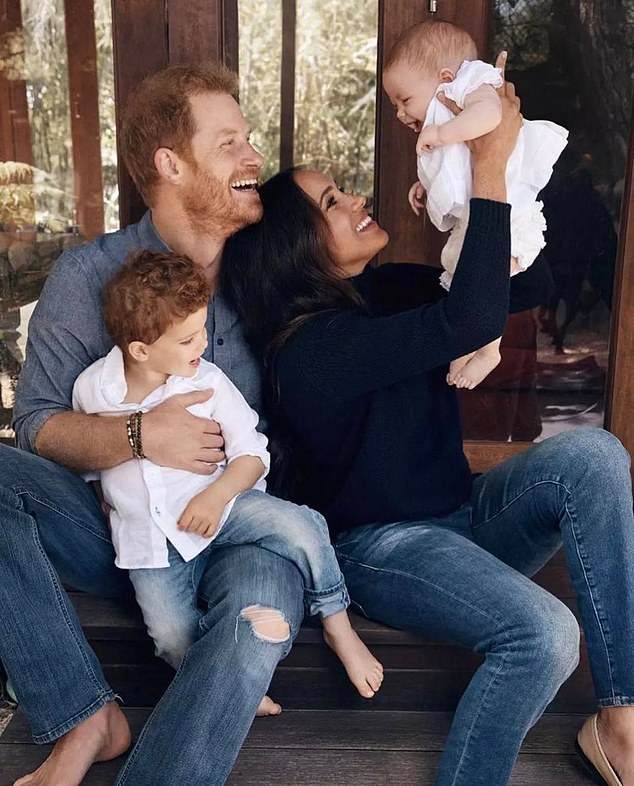 The first picture of the Duke and Duchess of Sussex's daughter (above) was posted on a Christmas card last year