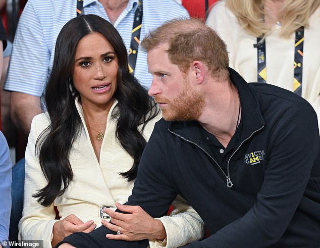 Harry and Meghan were pictured together at a volleyball event during the Invictus Games at the Zuiderpark in April