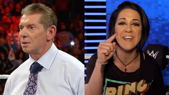 Vince McMahon (left); Bayley (right)