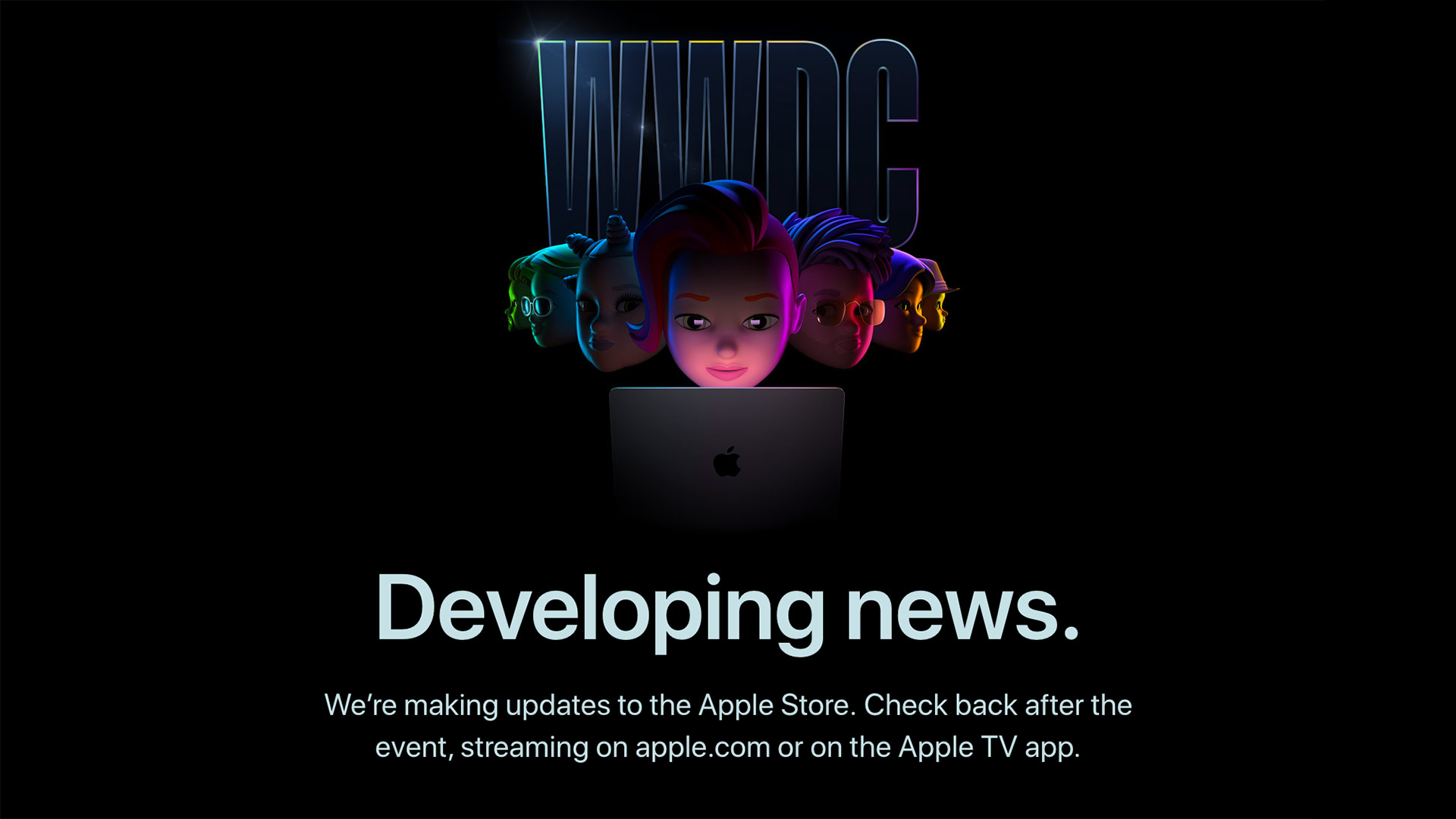 Apple Store screen ahead of WWDC 2022
