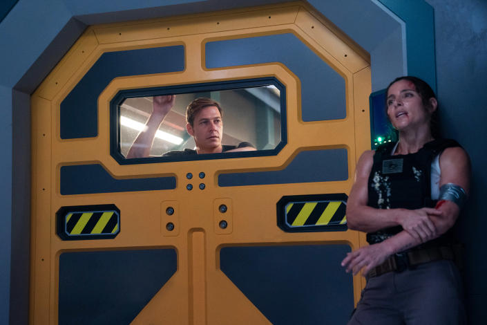 Luke Bracey and Elsa Pataky in Interceptor.  - Credit: Brook Rushton/Netflix