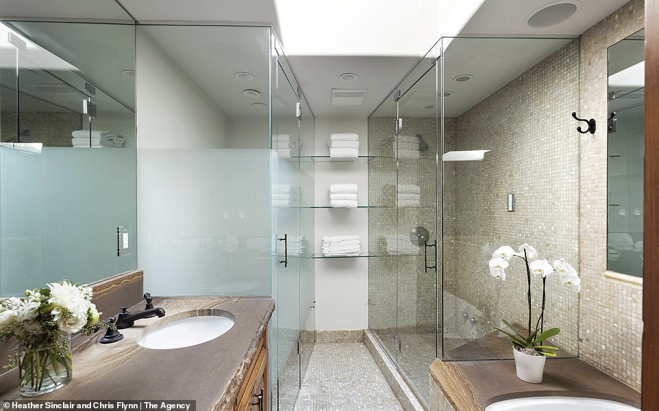 R&R: The home also has four and a half bathrooms, including this chic room