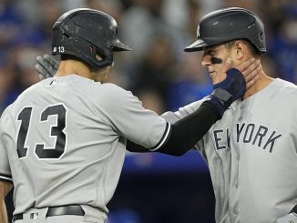 The Yankees' fireworks in the fifth inning set off a 12-3 in Toronto