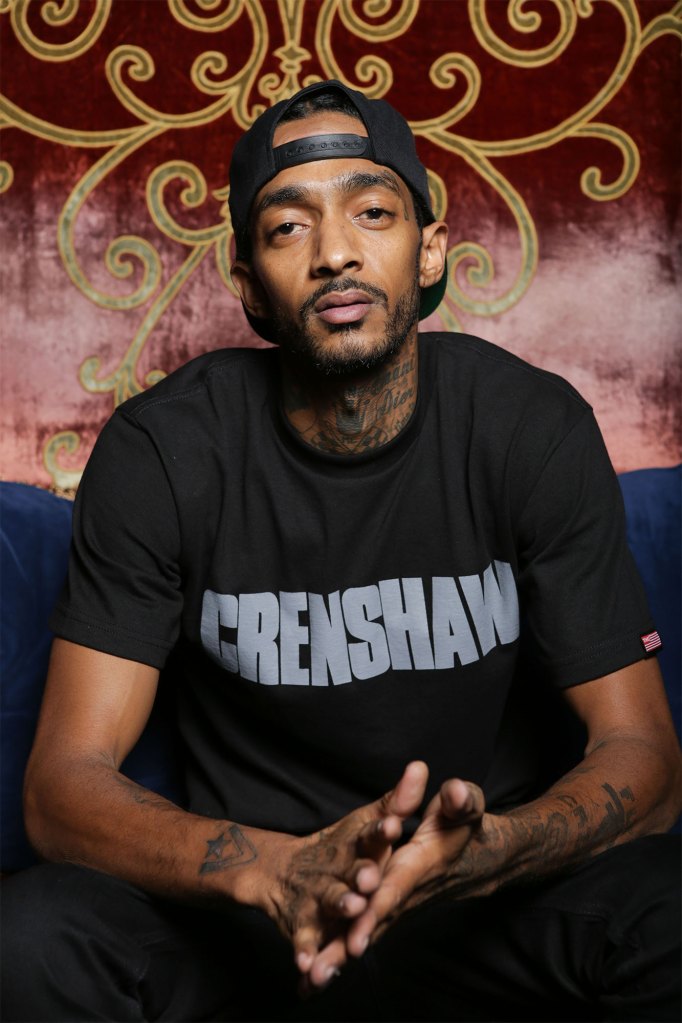 Recording artist Nipsey Hussle poses for SKEE Live on October 1, 2013 in Los Angeles, California.  