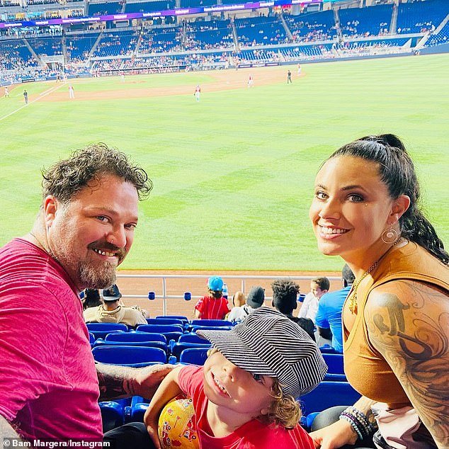 Bam, Nicole and Phoenix were spotted at a baseball game at LoanDepot Park in Miami