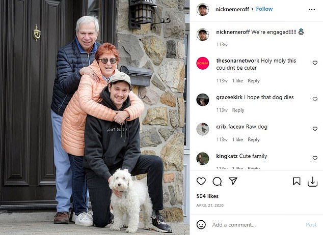 A comedic photo featuring Nemeroff and his mother and father posted to Instagram in 2020