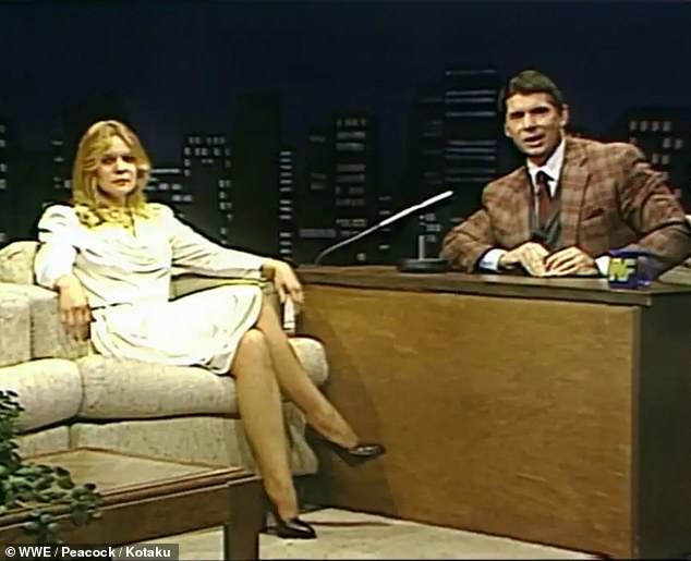 Vince McMahon with Rita Chatterton, WWE's first female referee, a year before she claims he raped her, on his TV show