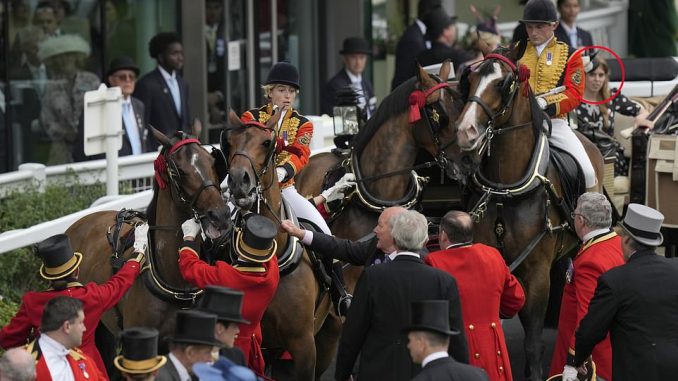 Ascot drama as the horse pulling Princess Beatrice's processional carriage is frightened

