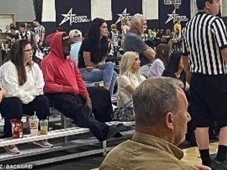 A united front: Kim Kardashian and her ex-husband Kanye West put aside their parental differences to get together and watch their daughter North play basketball on Friday
