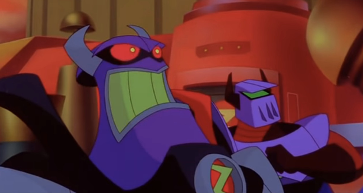 Zurg and an armored purple robot companion in the 2000 film Buzz Lightyear from Star Command: The Adventure Begins