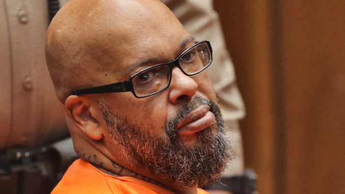 Suge Knight says about the incident of Dr. Dre and Marion "Suge" Knight appears in court in Los Angeles, Thursday, Oct. 4, 2018. A judge sentenced him to 28 years in prison for the 2015 death of man he ran over outside a Compton burger stand. (David McNew/Pool Photo via AP)