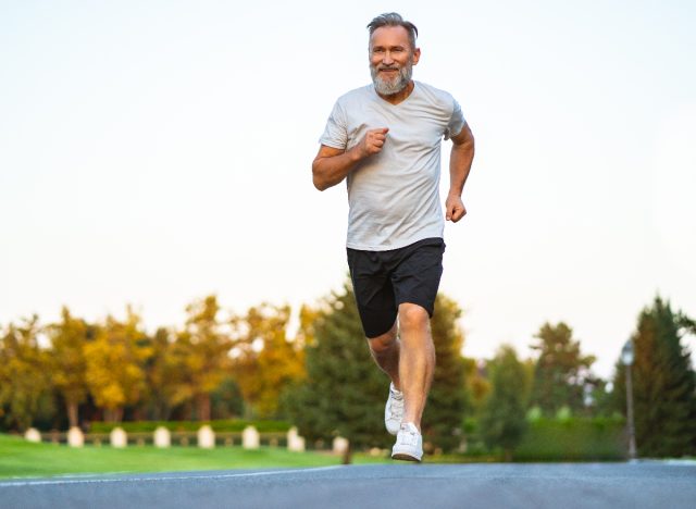 mature man running, exercising to add years to your life