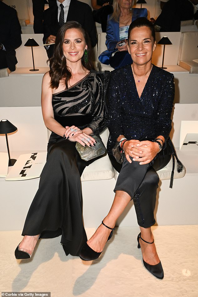 Friends: The Marvel star joined Roberta Armani as she sat front row on the show