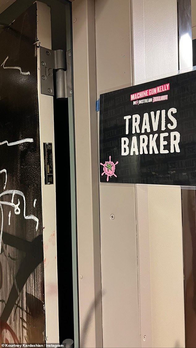 Cool!  Kourtney shared a snap of Travis' dressing room at the concert venue