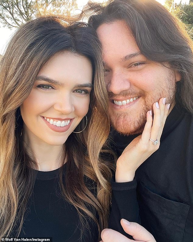 'She said yes!'  Wolfgang Van Halen announced his engagement girlfriend Andraia Allsop on Instagram on Wednesday