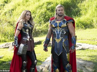 Thoughtful: Natalie Portman's co-star Chris Hemsworth had her vegan diet in mind while filming Marvel Studios' Thor: Love And Thunder, which hit theaters last weekend;  Portman and Hemsworth pictured in Thor: Love and Thunder (2022)